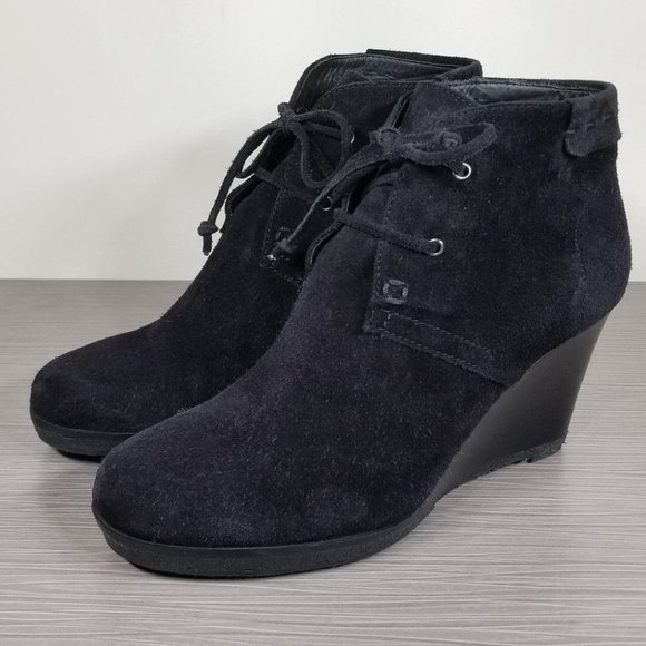 Via Spiga Mirren Wedge Bootie, Black Suede, Womens Size 7.5 / 38 - Picture 1 of 11